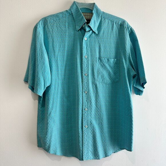 Bugatchi Other - Bugatchi Uhmo Men's Shirt Size L Button Up Short Sleeve Classic Fit Blue